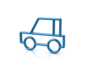 3d illustration of blue mini car icon