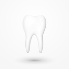 Realistic tooth isolated on a white background . White tooth for dental services. Tooth 3D. Tooth with a transparent shade . Molar. Teeth whitening . Tooth for a banner . Advertising dentistry.
