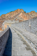 Restored and damaged parts of Great China wall