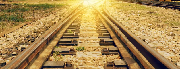 Poster railway on sun light for background