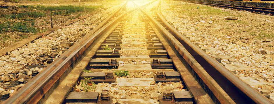 Fototapeta railway on sun light for background