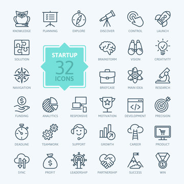 Outline web icon set - startup project