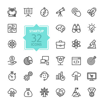 Outline web icon set - startup project