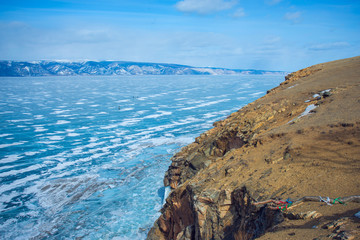 Ice and rocks of lake Baikal