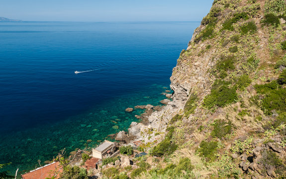 Rocky coastline along "Costa Viola" in Calabria (southern Italy)