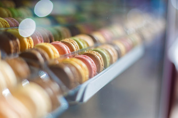 French macaroons in cafe