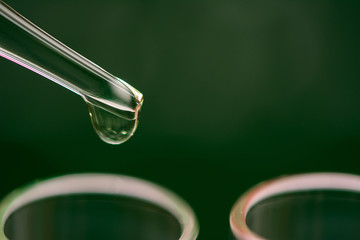 Glassware with chemical in laboratory 