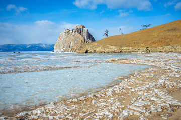 Ice and rocks of lake Baikal