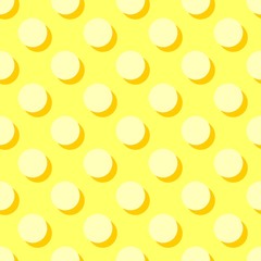 Tile vector pattern with polka dots and orange shadow on yellow background