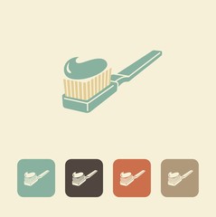 Toothpaste and toothbrush. Vector icon