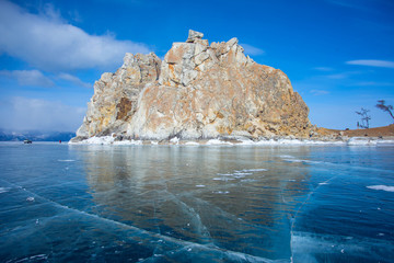 Ice and rocks of lake Baikal