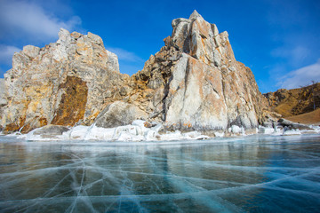 Ice and rocks of lake Baikal
