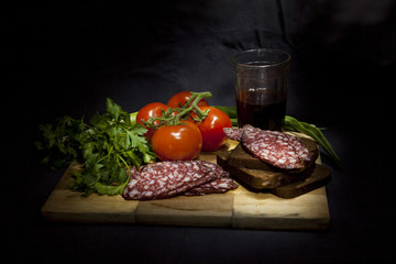 still life with sausage