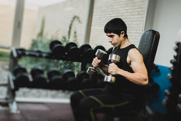 Man doing exercise in gym