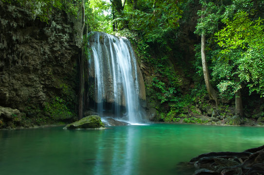 Erawan waterfall , Loacated Kanjanaburi Province , Thailand © peangdao