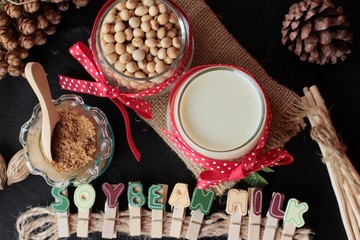 Soy beans milk with beans.