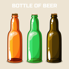 Bottle of beer. Vector Icon. Set of food and drink