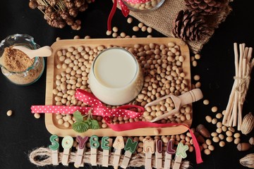 Soy beans milk with beans.