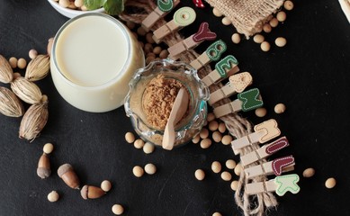 Soy beans milk with beans.