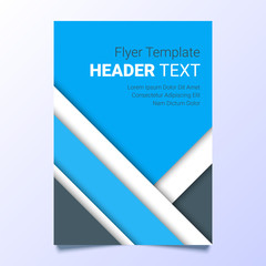 Fototapeta premium Creative blue vector flyer in A4 size. Modern poster, business template, trendy report cover in a material design style. Abstract geometrical vector illustration