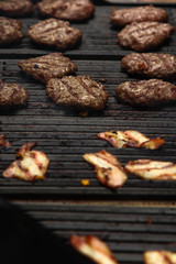 street food. burger with salad and meat, fast food