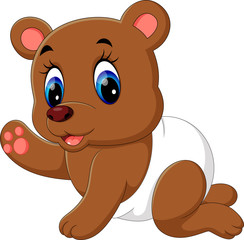 illustration of cute baby bear cartoon