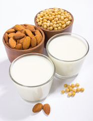 Different vegan milk - vegan food and drink.