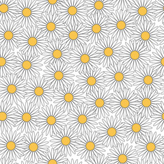 Flowers seamless pattern. Vector flowers seamless background. Chamomile background.