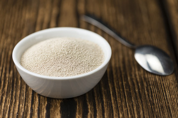 Bowl with dried Yeast