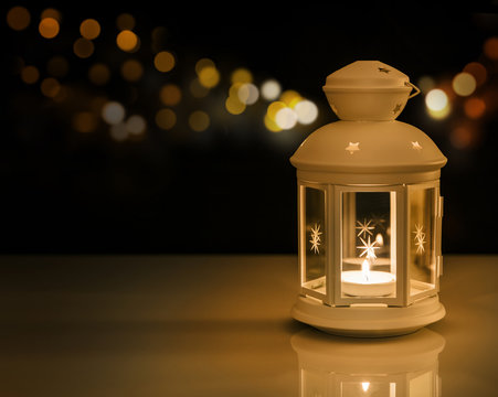 White lantern with night lights
