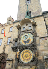 The streets of Prague, towers and steeples.
