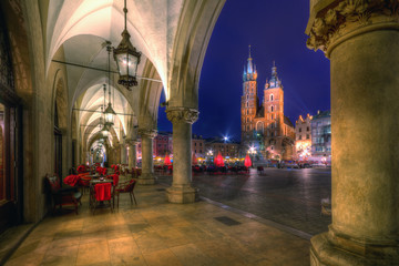 Kraków stare miasto nocą - obrazy, fototapety, plakaty