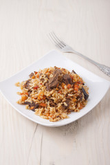 Rice with meat and carrots