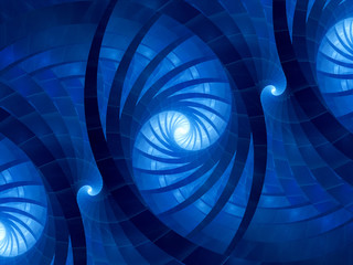 Blue glowing spiral fractals
