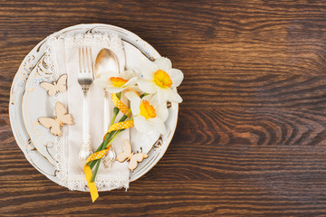 Silverware on the wooden background