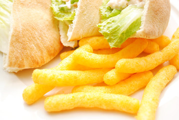 Baked Cheese Curls Served as a Side Dish with Lunch