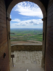 View from the Gateway to Loarre Castle, Province of Huesca,, Spain