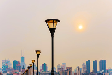 Obraz premium lamp posts along the bund