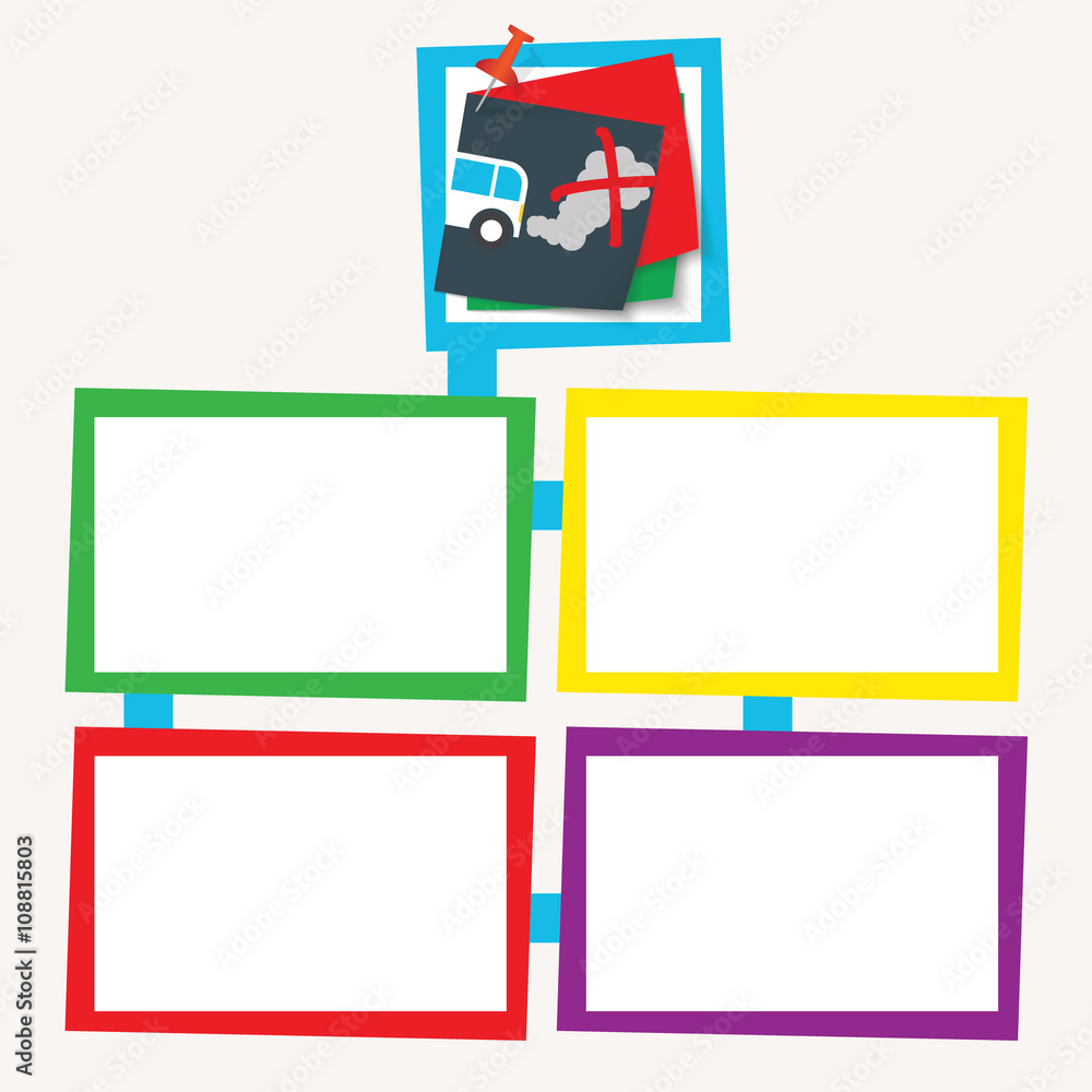 Poster four colored frames for your text with auto icon