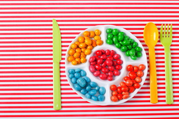 candy on a table with a bright background