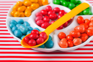 candy on a table with a bright background