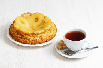 Rich upside down cake with pineapple