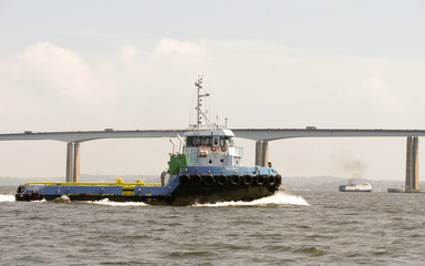 Spectacular panorama and ocean view in the heart of tropical paradise with a ship on foreground