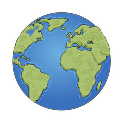 Hand drawn earth on white background