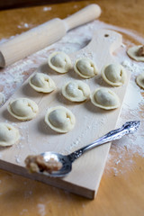 Raw Meat dumplings Russian traditional