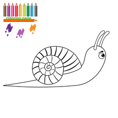 Brown snail on white background. Cartoon style