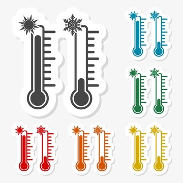 Multicolored paper stickers - Thermometer