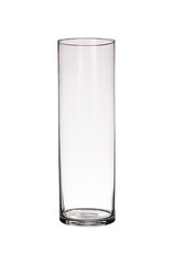 Clear glass vase isolated on a white background