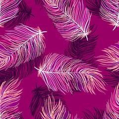 Feather seamless pattern background. Endless colorful texture vector background. Perfect for wallpapers, pattern fills, web page backgrounds, surface textures, textile