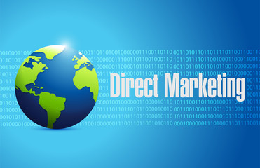 direct marketing globe binary sign concept